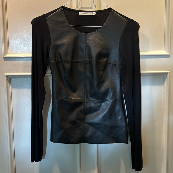 Black long sleeve Bailey 44 for Anthro faux leather front sz S - Picture 1 of 3
